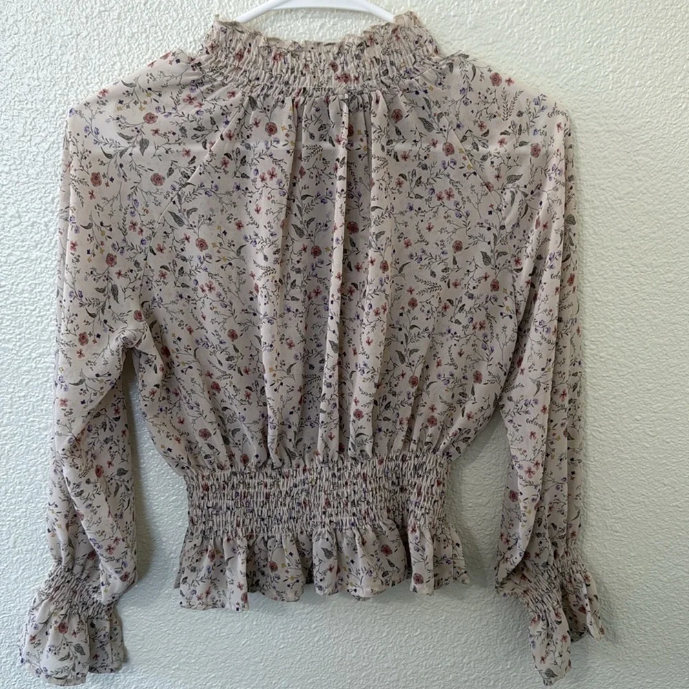 Fashion Nova Floral Long Sleeve Blouse XS - Picture 5 of 5
